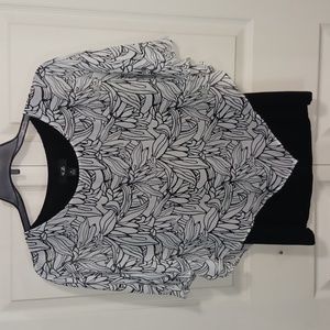 AGB boho poncho tank blouse - Med - black & white floral